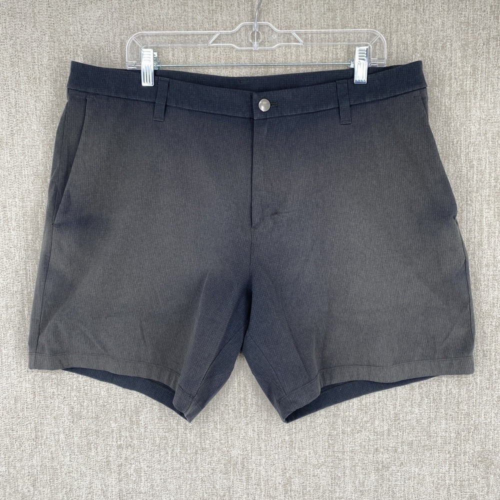Lululemon Commission Short 7" Mens 38 Grey Textured Ventlight Golf Chino Stretch